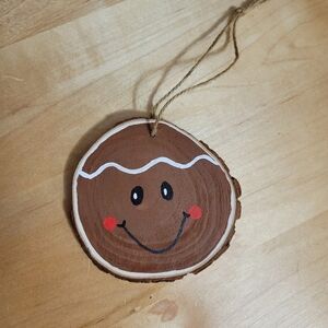 Handpainted Gingerbread Wood Slice Ornament